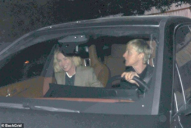Ellen DeGeneres, 66, and her wife Portia de Rossi, 51, were spotted leaving Club Largo after their Los Angeles-set comedy on Thursday night.