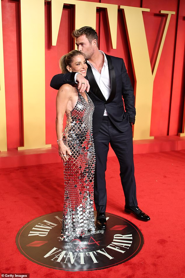 Elsa Pataky, her husband Chris Hemsworth, appeared at the Vanity Fair Oscars Party on Sunday night.  Both pictured