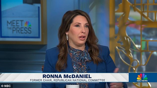 Former RNC Chairwoman Ronna McDaniel launched her new job as an NBC News contributor on Sunday in a heated interview with Meet the Press host Kristen Welker.