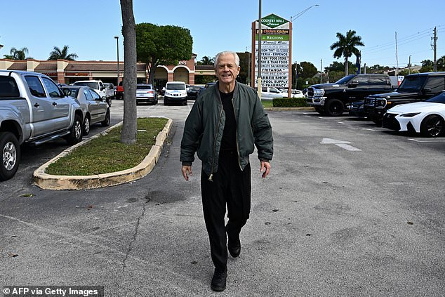 Peter Navarro ditched his usual navy suit for casual clothes and spoke to reporters outside a strip mall in Miami, across the street from the federal prison where he was scheduled to report Tuesday.