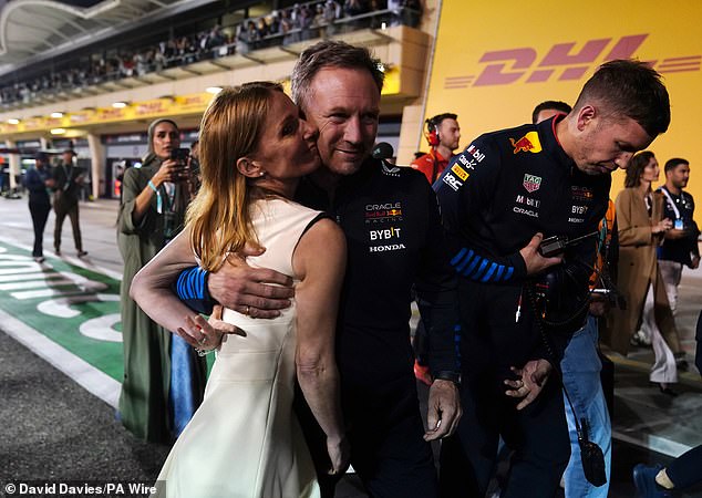Christian Horner was accompanied by his wife Geri at the Formula One Bahrain Grand Prix.