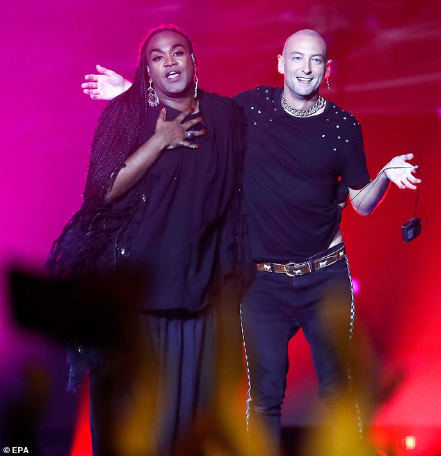 Electric Fields, a duo combining dance music with indigenous culture, will represent Australia in the Eurovision Song Contest 2024. Pictured: Zaachariaha Fielding and Michael Ross (right) at the Eurovision - Australian Decides contest in 2019