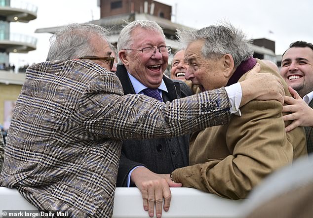 Sir Alex Ferguson was jubilant after winning back-to-back races on the third day of the Cheltenham Festival