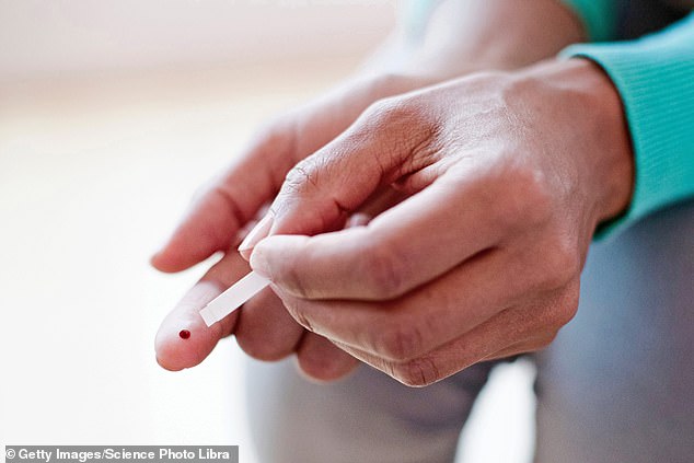 Users simply have to use a drop of blood taken from their finger, and the kit, which looks like rapid home Covid tests, gives a result in less than three minutes (File Image)