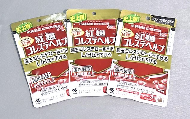 More than 100 people have also been admitted to hospital complaining of kidney problems since taking the pills containing red yeast rice or 'beni kōji'.  Authorities have issued an urgent alert recalling three over-the-counter supplements manufactured by Kobayashi Pharmaceutical.  In the photo, one of the three products recalled from the market 'Beni Koji Choleste Help'