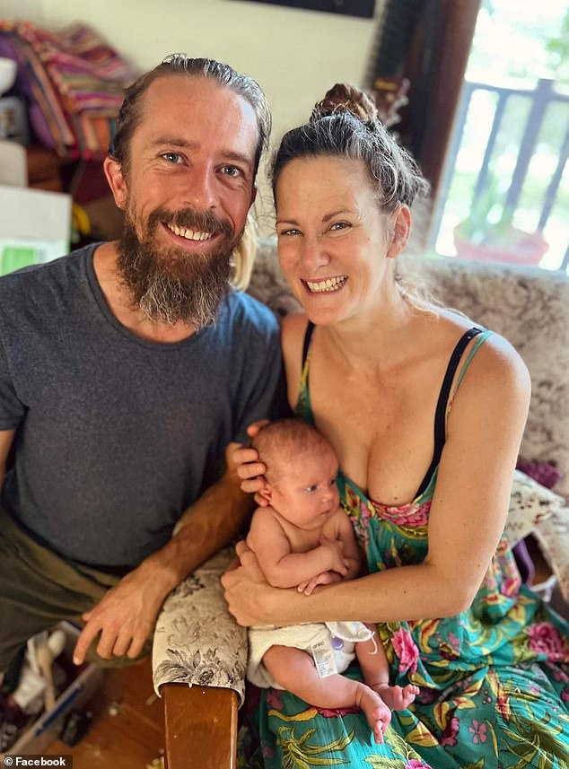 Kerry Pitman and Mathew Hadfield found an unregistered midwife on Facebook to help her deliver their daughter Teilo in a 'free birth' without medical assistance at the couple's Queensland home.