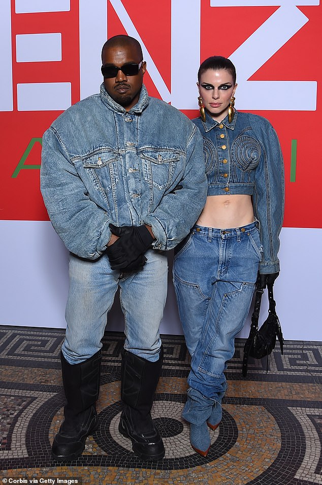 Kanye had a highly publicized relationship with actress Julia Fox in January 2022, and the couple dated for just over a month (pictured in January 2022).