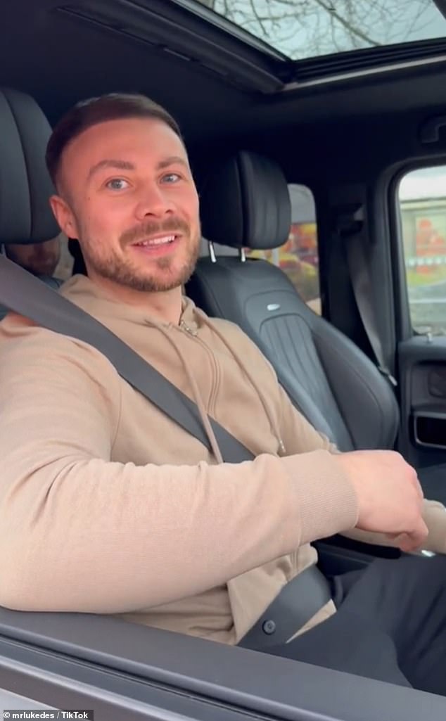 Luke Desmaris, 28, posted a clip on his TikTok account of him parking the large Mercedes vehicle in what appeared to be a Sainsbury's car park.