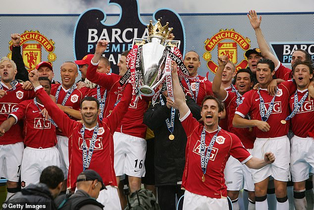 Neville won eight Premier League titles at United, each time wearing white trunks.