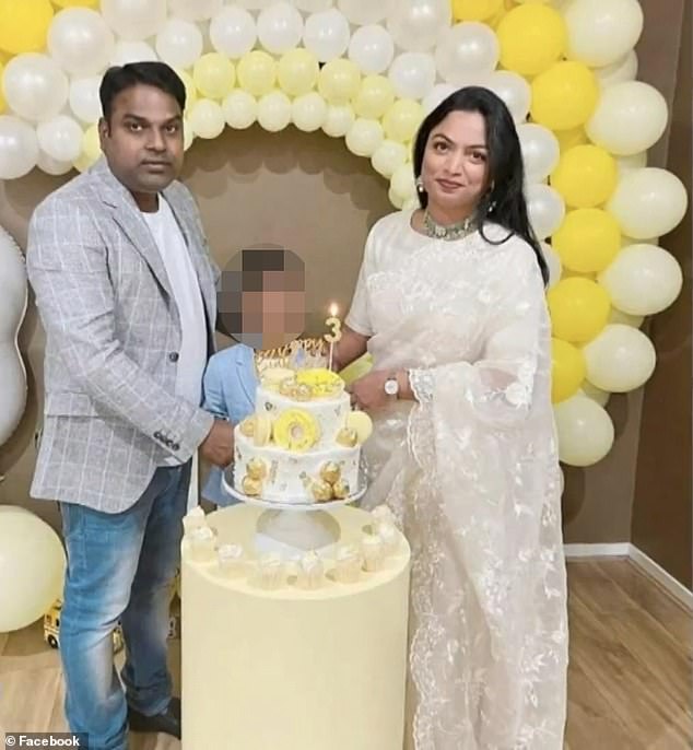 The body of Chaithanya 'Swetha' Madhagani (right) was found in a dustbin on Saturday.  She is seen with her husband Ashok Raj Varikuppala who has reportedly returned to India