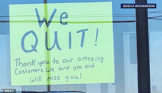 Six employees, including manager Trina Tribolet, at the Mineral Point store didn't show up to open doors on March 9 and instead left a handmade sign saying they quit the night before