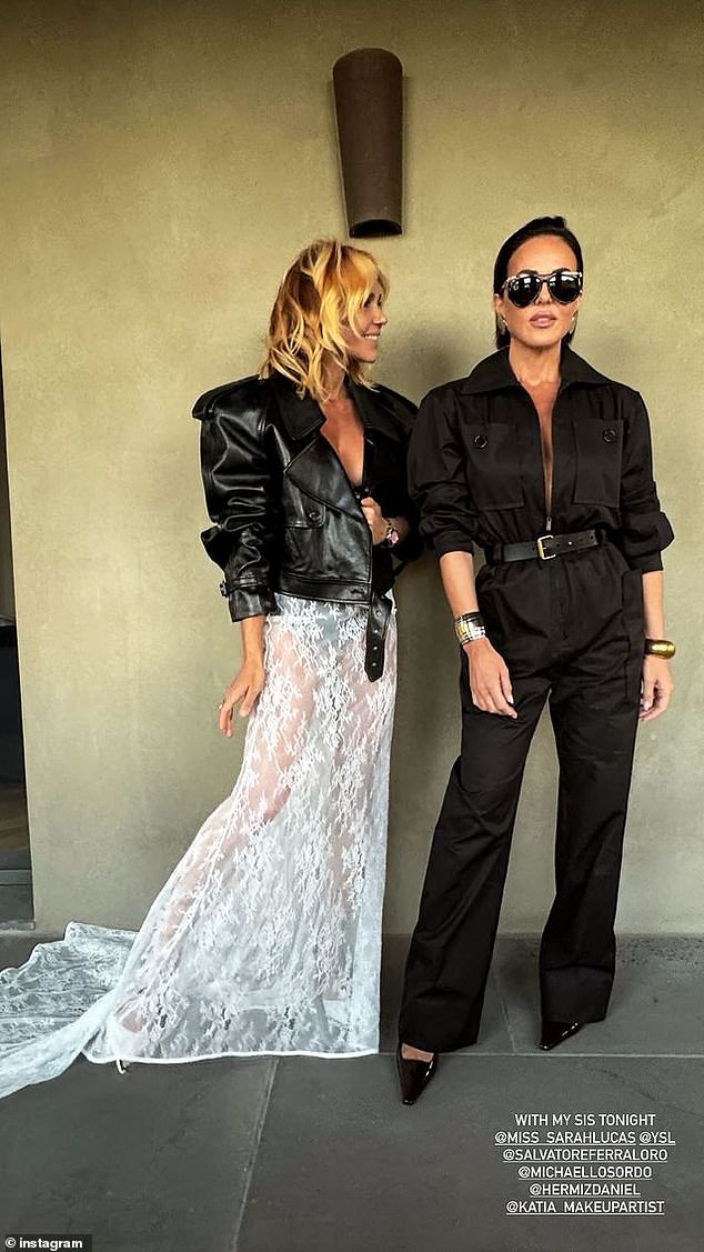 Pip Edwards dared to bare as she attended Glamor on The Grid ahead of the Formula 1 Grand Prix at Albert Park in Melbourne on Wednesday night with her best friend Sarah Lucas.