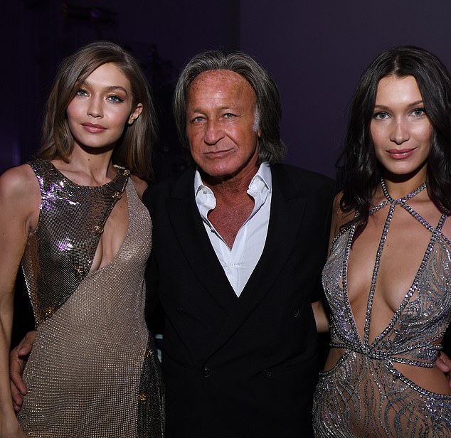 (L-R) Gigi Hadid, Mohamed Hadid and Bella Hadid attend the Victoria's Secret after party at the Grand Palais on November 30, 2016