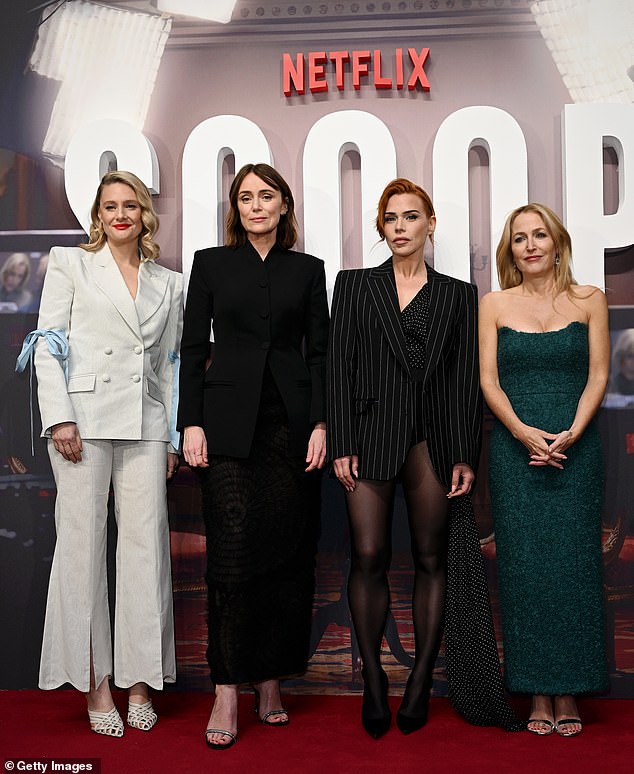 The Sex Education star joined her co-stars Billie Piper, Romola Garai and Keeley Hawes to celebrate the launch of the show.