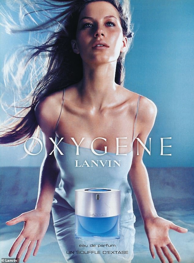 Gisele is pictured in a campaign for Oxygene by Lanvin in 2000, the year she turned 20