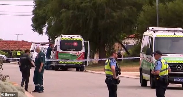 The Perth suburb of Greenwood was put on lockdown as police launched a major search for the suspected knife. In the photo, the police in the cordoned off place.