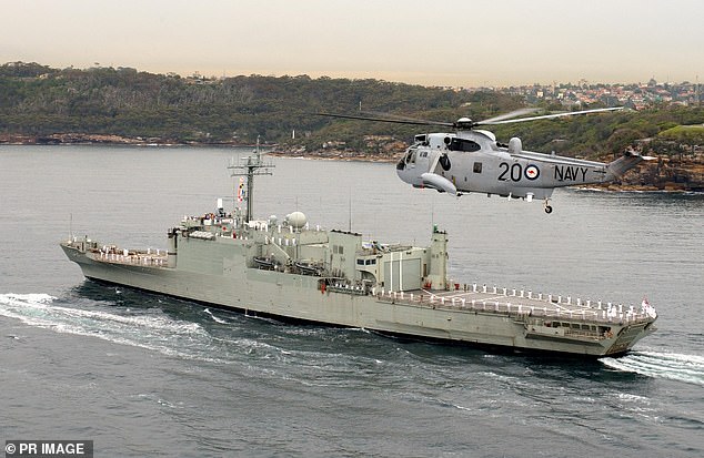 The diggers were awarded the AASM after providing humanitarian aid and transporting munitions to East Timor as members of the crew of HMAS Manoora (pictured) in 2000.