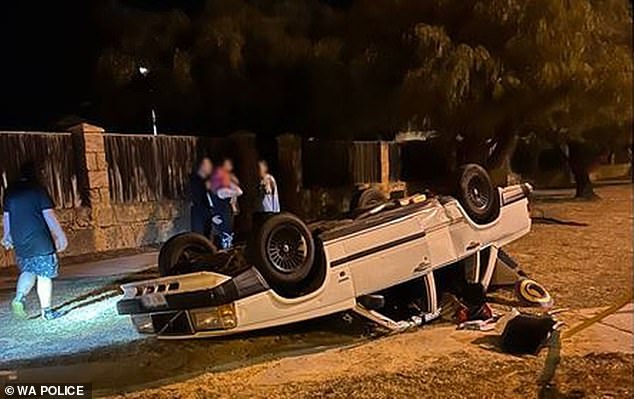 A 23-year-old man lost control of his white Volvo, causing it to roll over and injure the passenger on Hodges Drive in Perth on Friday night.