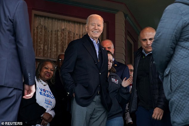 President Joe Biden met with supporters in the city of Saginaw, Michigan on the front porch of a city council member's home.  The city has a high population of black voters, which Biden needs to win re-election in the battleground state