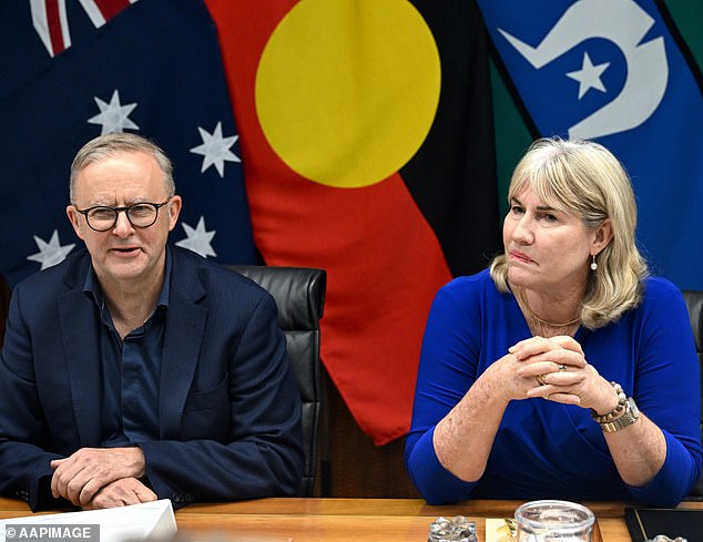 NT Chief Minister Eva Lawler said her government had not lost control of the youth crime problem (pictured with Anthony Albanese who visited the NT this month to announce a remote housing program)