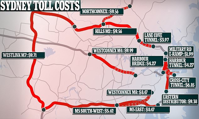Huge toll bills faced by Sydney motorists shown in map