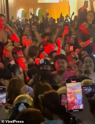 Officers were called on Monday night when more than 100 local sex workers gathered at a hotel used by sex workers from the Philippines on the city's Sukhumvit Street.
