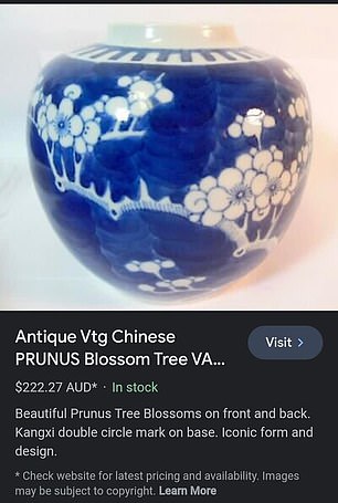 In the photo: antique Chinese vase valued at $220