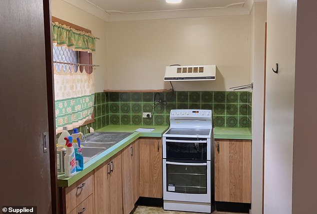 The original house contained an outdated green kitchen