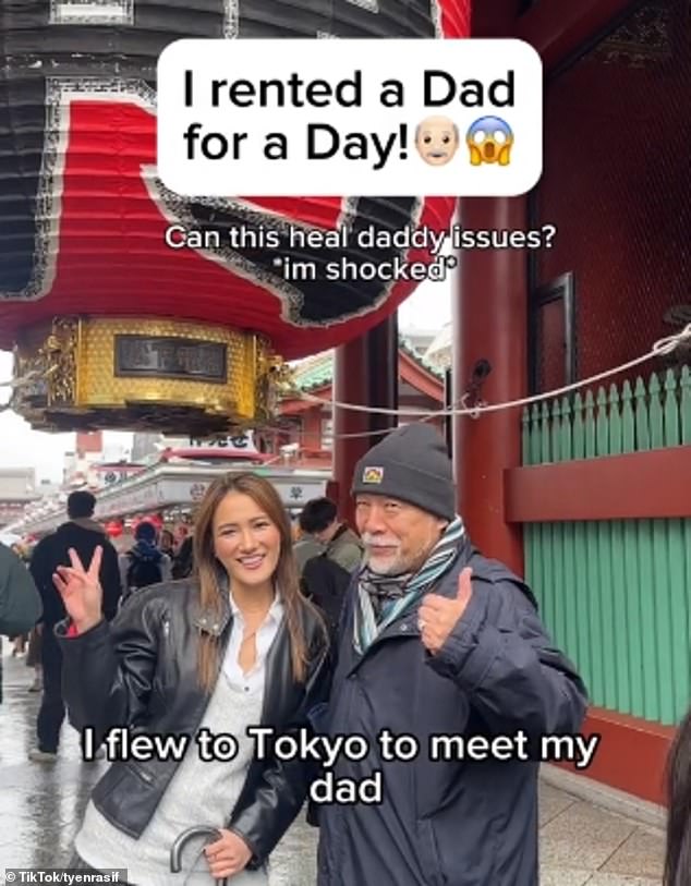 Tyen Rasif (left) traveled from Singapore to Tokyo to spend the day with a rented father figure, Mr Notori (right).
