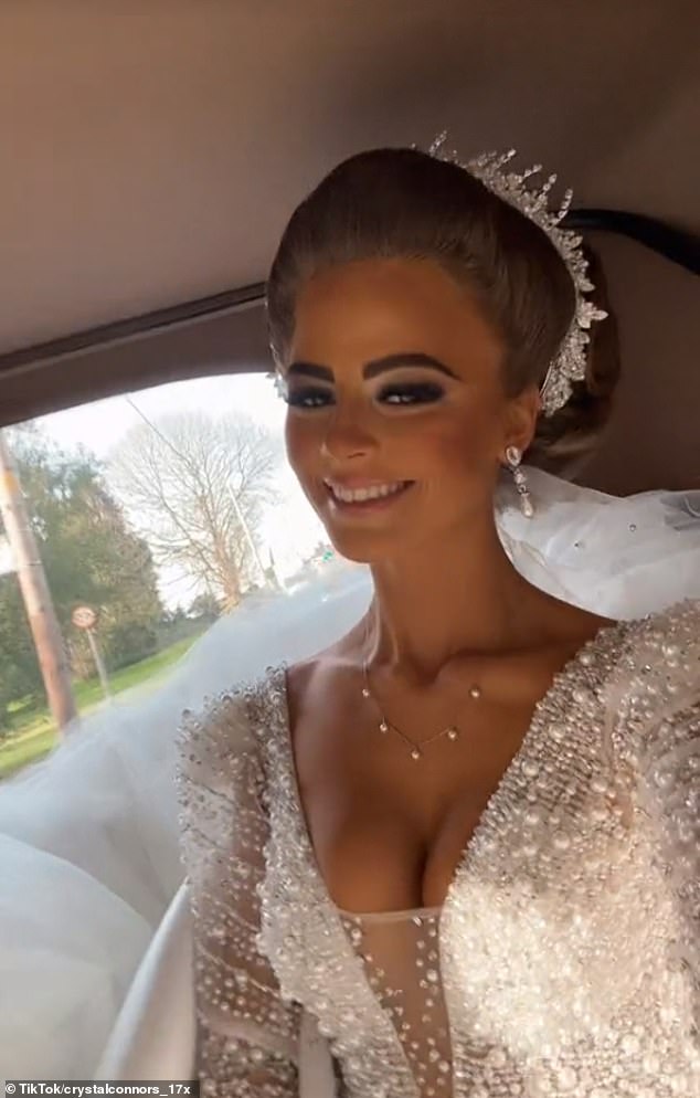 Crystal Connors, 18, put on a glamorous display for her big day after marrying her boyfriend of two years.