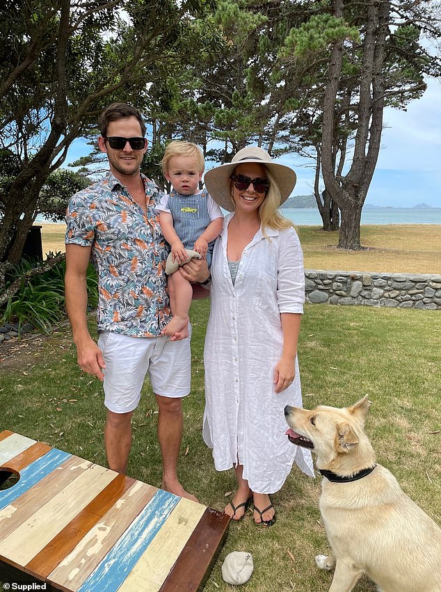 Lara Henderson, from Papamoa, New Zealand, (pictured with her partner Richard and son Levi) launched Pure Mama in 2021.