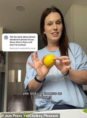She shared a video on Instragram of her preparation and applying the lemon to her armpits and encouraged others to give the hack a try