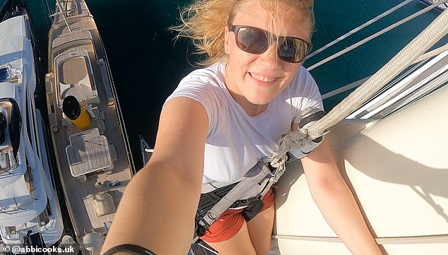 Abbi Robertson, a seasoned yachtie who has spent seven years at sea, spoke to MailOnline Travel about the highs and lows of the job.  She is pictured above in Antigua - up the mast