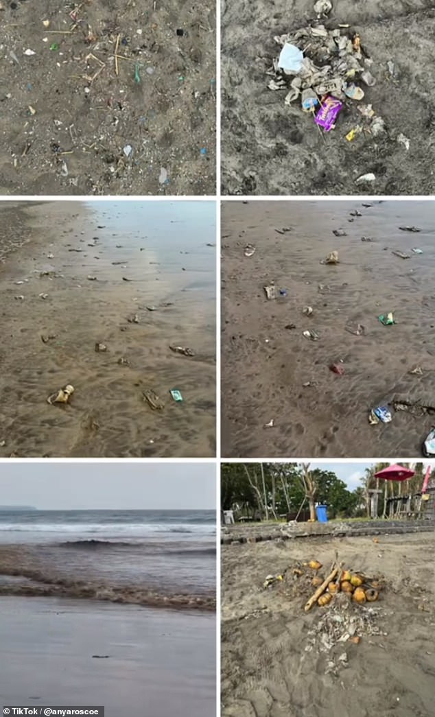 The clip showed beaches littered with rubbish: crisp packets, plastic containers and empty bottles.