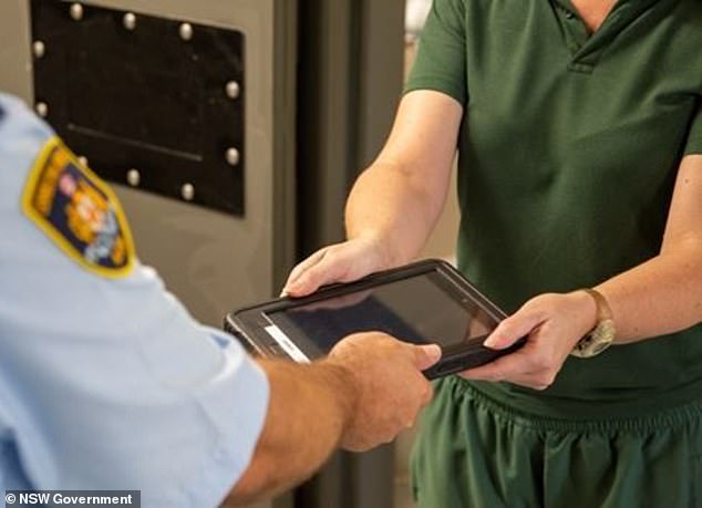 The survey is sent to inmates in maximum, medium and minimum security prisons in New South Wales and can be completed on touchscreen tablets (above) in their cells.