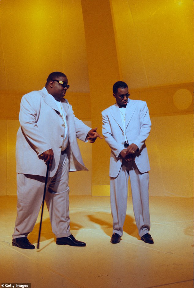 In 2006, 50 Cent released The Bomb, which seemed to suggest that Diddy had inside knowledge about the murder of Biggie Smalls in 1997. Pictured: Biggie and Diddy, February 1997.
