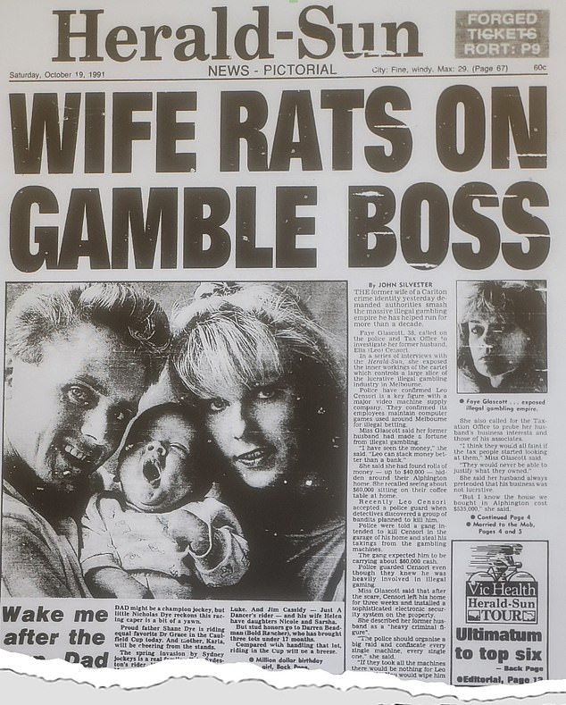 Leo Censori's ex-wife 'ratted' him out on the Herald Sun front page in 1991
