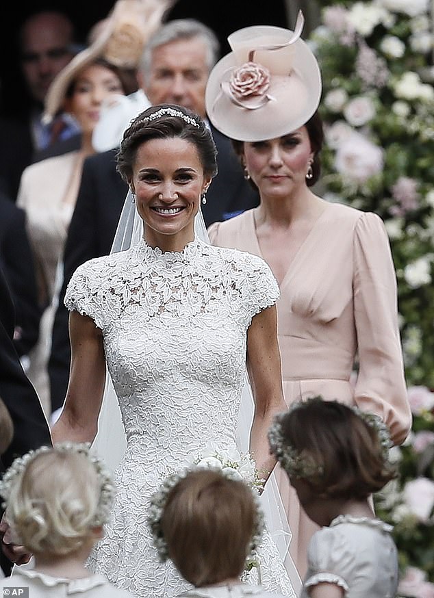 Pippa Middleton will no doubt be at Kate's side during her recovery from cancer treatment, as the couple share a very close relationship (pictured from Pippa's wedding day in 2017).