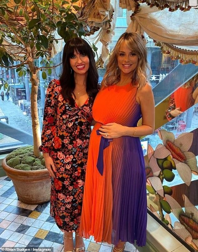 Pregnant Rhian Sugden looked stunning as she enjoyed her sumptuous baby shower afternoon tea at The Ivy in Manchester on Sunday