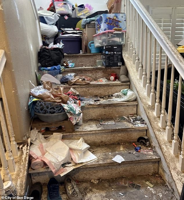 Disgusting images reveal inside the home of a hoarder who has been plaguing an upscale San Diego street for a decade