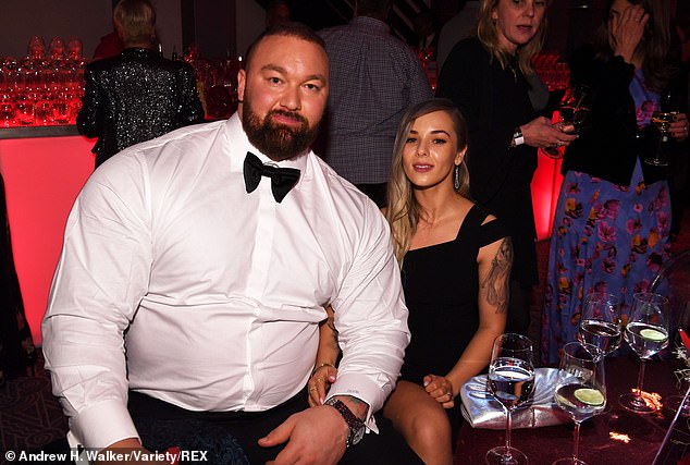 Hafthor Bjornsson photographed in 2019 in New York with his wife Kelsey Henson