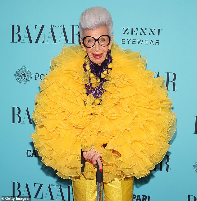 Iris Apfel, fashion icon and self-proclaimed 'geriatric star', has died at the age of 102;  seen in 2021