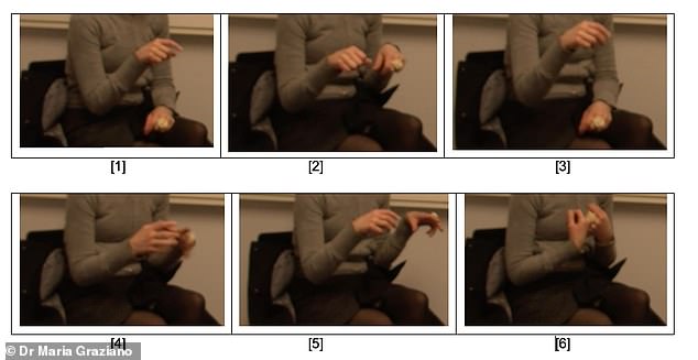 The study found that people in Sweden use gestures to help illustrate parts of a story. Pictured: A Swedish speaker uses gestures while describing the shape of the dough.