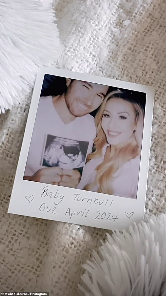 The Polaroid faded to show himself and Charlotte, holding a sonogram of their baby, looking overjoyed at the news. Pictured