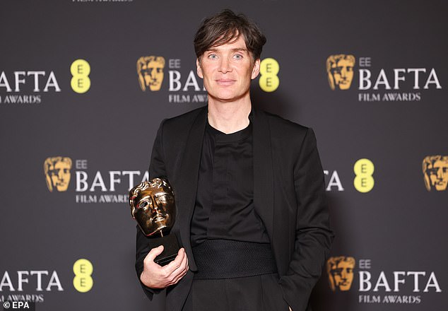 Cillian Murphy after winning Best Leading Actor for Oppenheimer at the BAFTAs.  A lock of Mr Murphy's hair is currently for sale for £6,000
