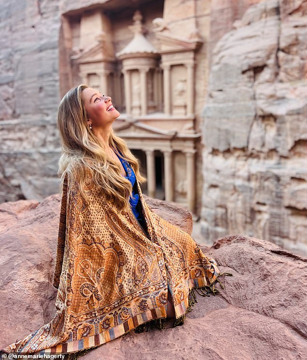 MailOnline Travel spoke to Anne Marie about her dating adventures. She told us about the most romantic places in the world and the places that didn't capture her heart. She is pictured above in Petra, Jordan.