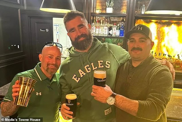 Retired Philadelphia Eagles center Jason Kelce enjoyed St. Patrick's Day at an Irish pub