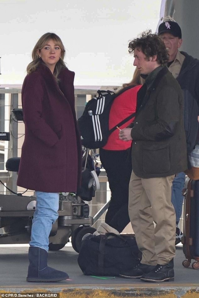 Jeremy Allen White and his co-star Abby Elliott were spotted filming season three of Hulu's The Bear in Chicago, Illinois on Wednesday