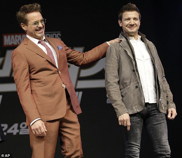Renner went on to state that Downey Jr.  also tried to keep his spirits up by humorously commenting on his appearance as he worked through 'other-worldly pain';  they are seen in 2019