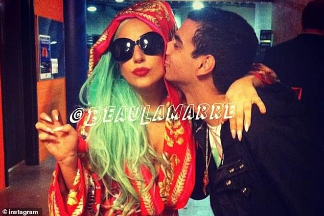 Beau Lamarre-Condon is pictured with Lady Gaga, backstage after one of their performances.